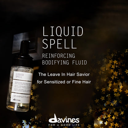 Davines Liquid Spell Reinforcing Bodifying Fluid, Liquid-to-Foam Volumizing Treatment for Fine or Sensitized Hair - Thickens & Strengthens Structure with Heat Protection - Weightless, 4.23 Fl Oz