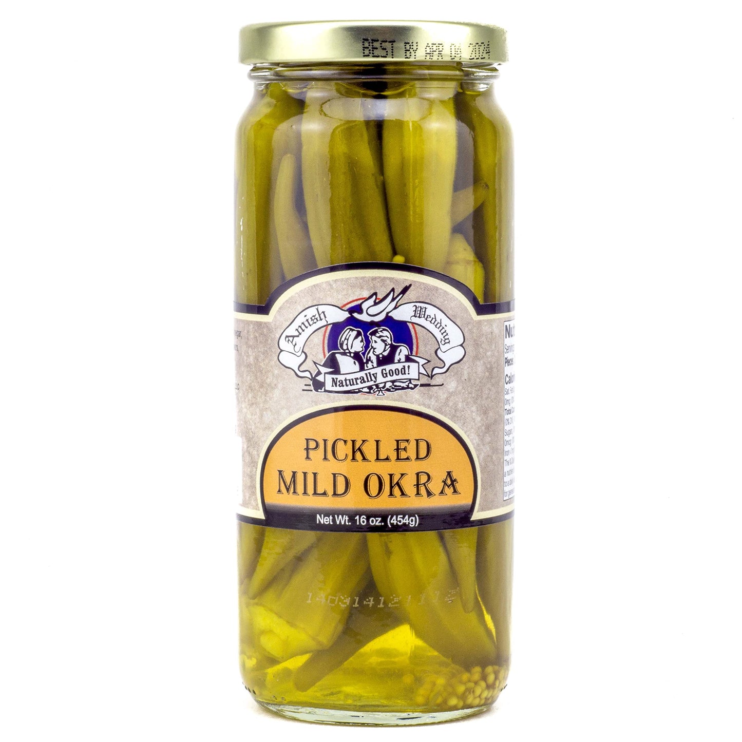 Amish Wedding Foods Pickled Mild Okra 16 oz. Glass Jar