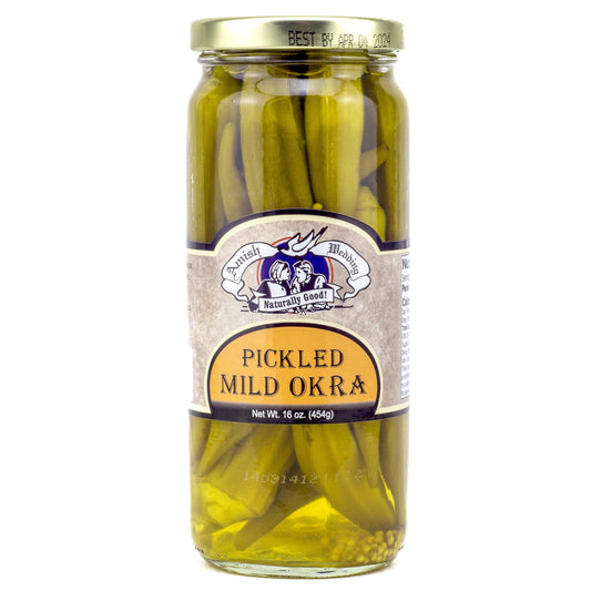 Amish Wedding Foods Pickled Mild Okra 16 oz. Glass Jar