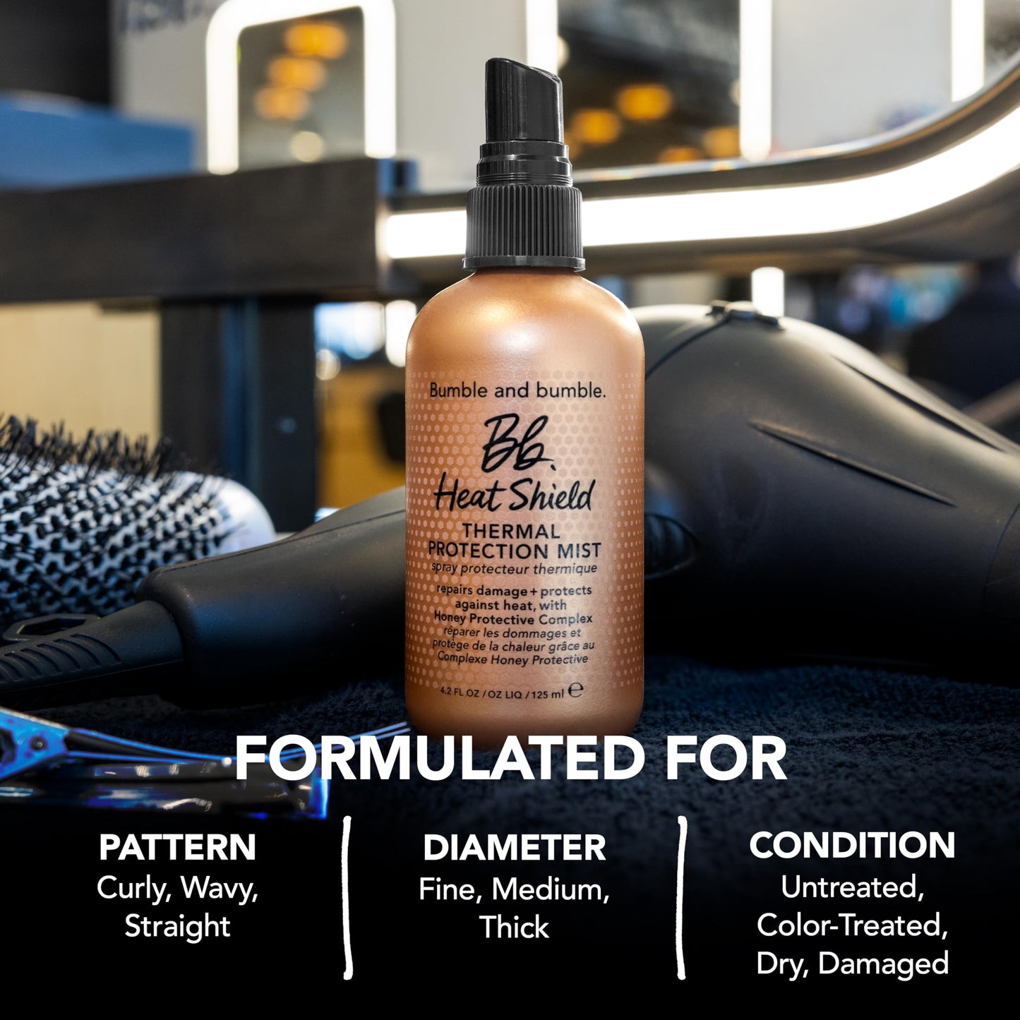 Bumble and bumble. Heat Shield Blow Dry Accelerator Hair Mist | Reduce Blow Dry Time, Anti Frizz, Heat Protection, Smooths | For All Curly, Wavy, Straight Hair Types