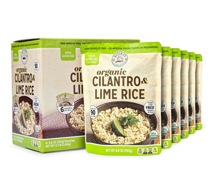 Ritika’s Global Grains Certified Organic Cilantro Lime Rice, Ready in 90 Seconds, 8.8 oz Pouches (6-Count Pack)