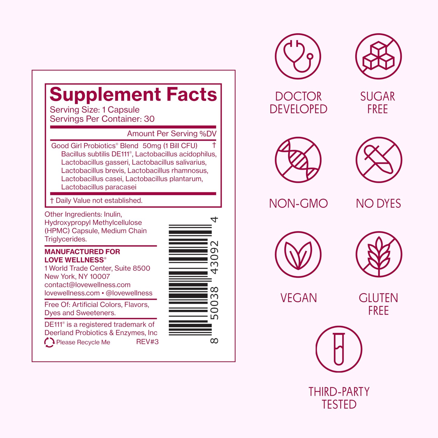 Love Wellness Good Girl Probiotics | Women’s Vaginal Health & pH Balance Supplement | 9-Strain Probiotic for Urinary Tract, Yeast, Odor & Immune Support | Gluten-Free (30-Day Supply)