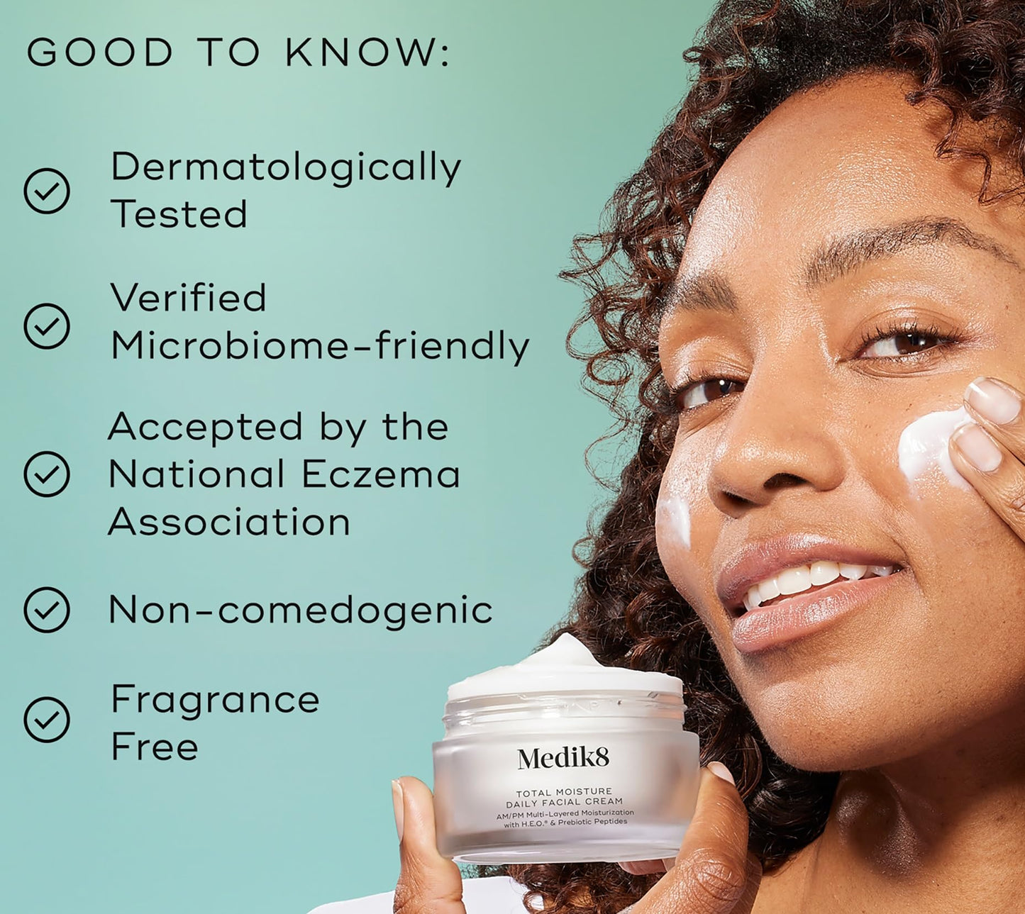Medik8 Total Moisture Daily Facial Cream - Hydrating Peptide Face Moisturizer with Hyaluronic Acid - Face Cream Supports Skin Barrier - 1.6 oz