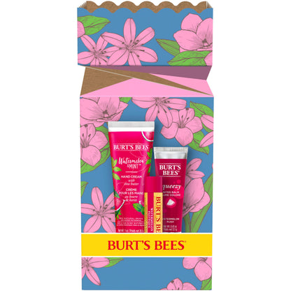 Burt's Bees Mothers Day Gifts for Mom, 3 Self Care Products, You're One in a Melon - Watermelon & Mint Hand Cream, Watermelon Lip Balm & Rush Squeezy Tinted Lip Balm (Packaging May Vary)