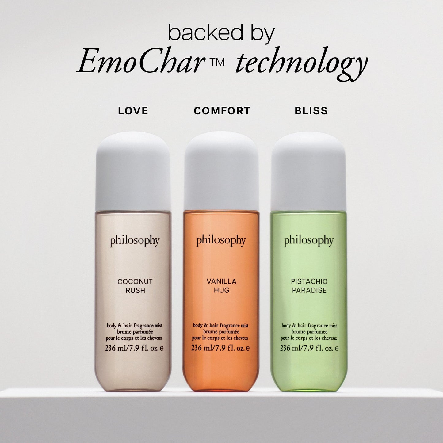 philosophy hair and body mists – long-lasting fragrance mists for women with skin-loving ingredients – hydrates & refreshes for 24 hours – vanilla, pistachio & coconut scent options