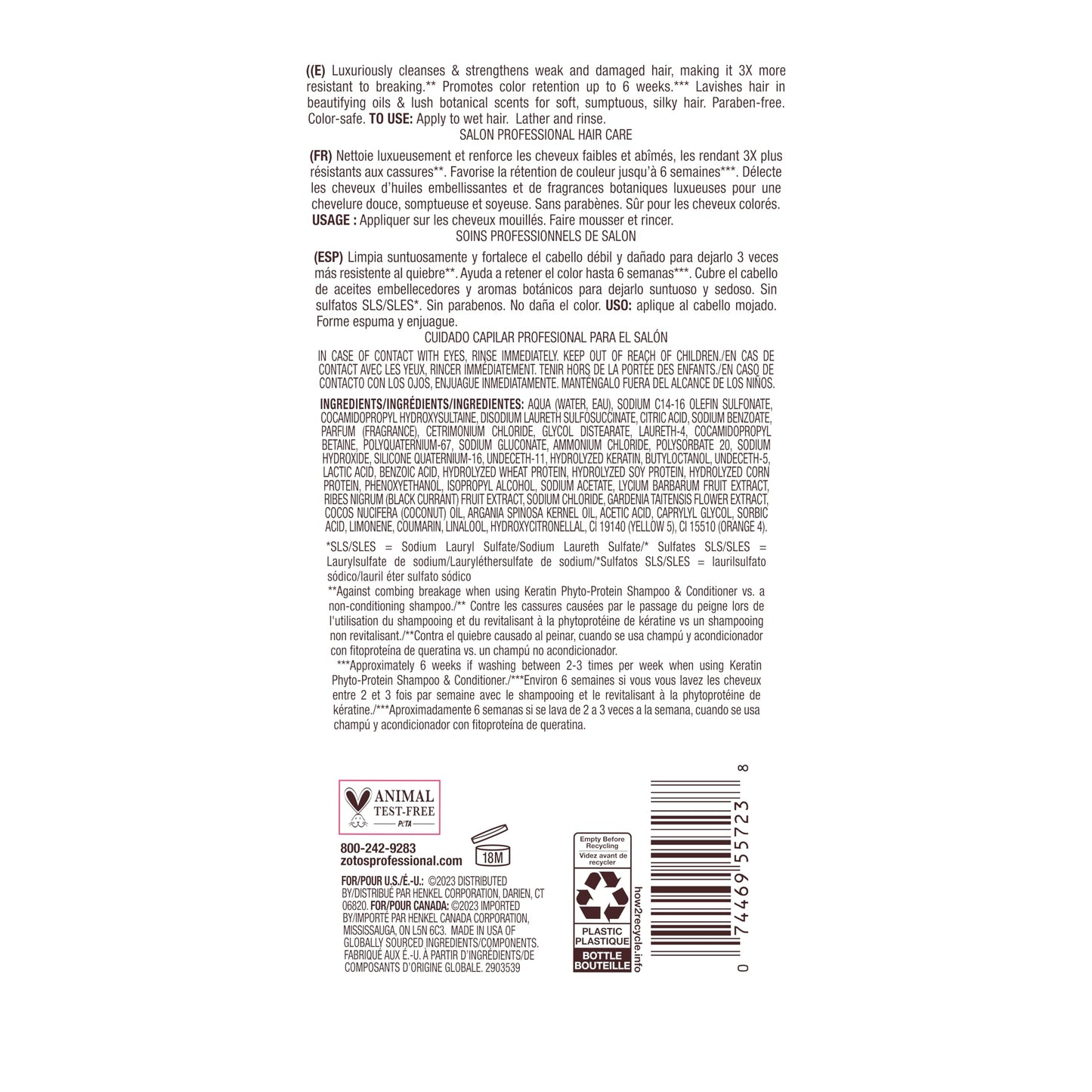 Bain de Terre Keratin Phyto-Protein Color Protect Strengthening Shampoo, Color-Safe Strengthening for Weak & Damaged Hair, Sulfate-Free, Paraben-Free