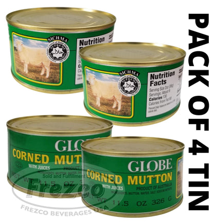Globe Corned Mutton with Juices (Pack of 4 Tin) 11.5 Oz | HALAL