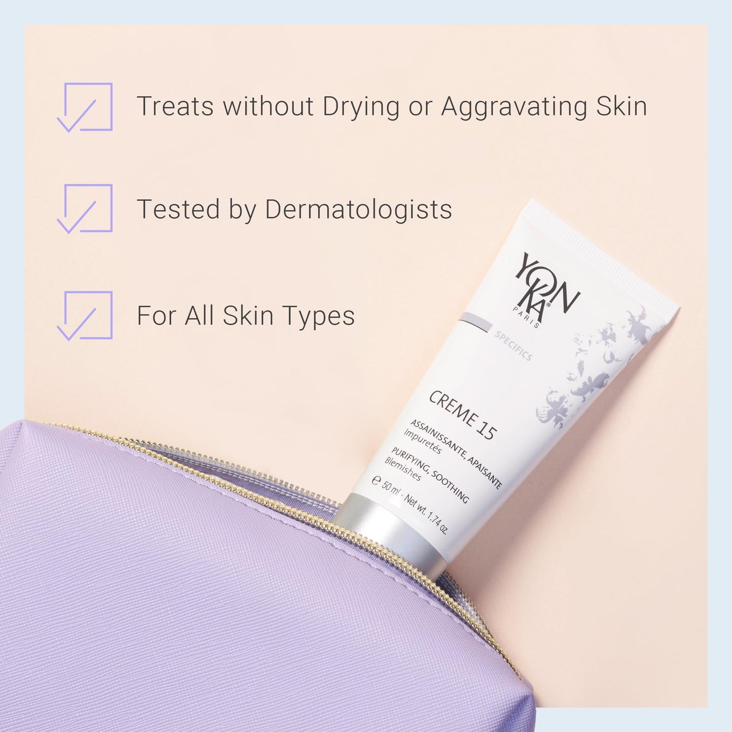 Yon-Ka Specifics Creme 15 | Balancing Face Cream with Chamomile & Botanicals | Purifying Skincare for Blemish-Prone or Oily Skin | Paraben-Free | 1.74 oz