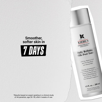 Kiehl's Daily Refining Milk-Peel Toner, Gentle Exfoliating Facial Toner, Refines Skin Texture, Brightens & Softens Skin, Restores Moisture, with Lipo-Hydroxy Acid & Almond Milk - 6.8 fl oz