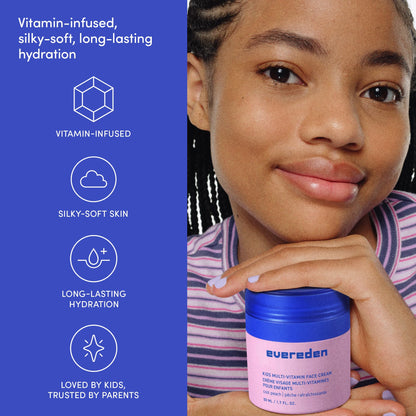 Evereden Kids Face Cream: Cool Peach, 1.7 oz. | Face Lotion | Clean and Non-Toxic Face Moisturizer | Skin Care for Kids