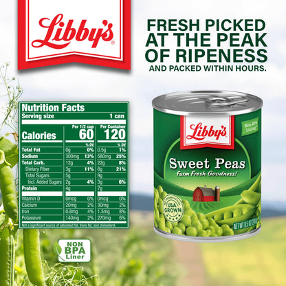 Libby's Sweet Peas, 8.5 Ounces (Pack of 12)