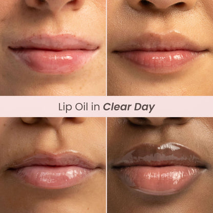 Burt's Bees Lip Oil Clear Day, Instant Hydration, Nourishes and Softens Lips, Tint Free, High Shine Finish, Responsibly Sourced Jojoba Oil, Non Sticky, Wand Applicator, 0.15 Ounce