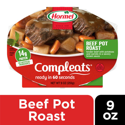 HORMEL COMPLEATS Beef Pot Roast Microwave Tray, 9 Ounces (Pack of 6)