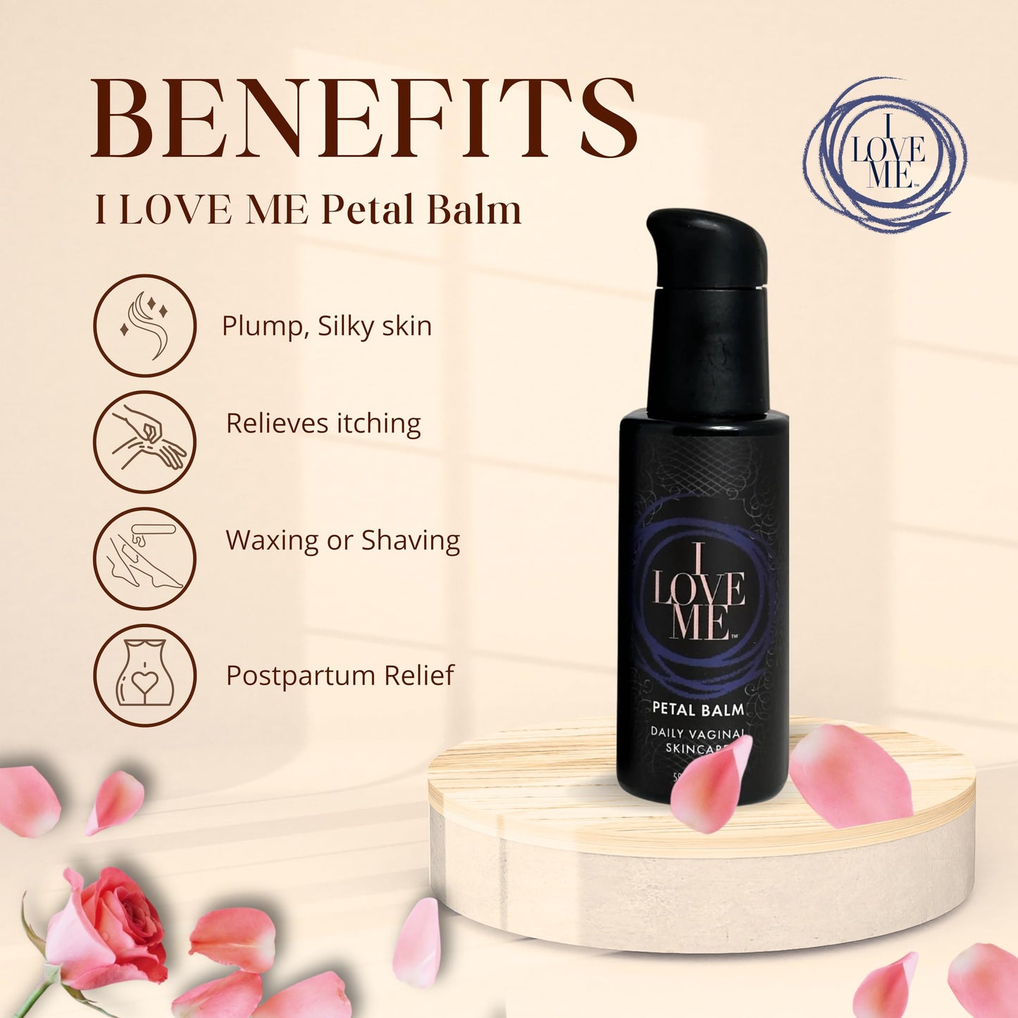 Petal Balm Daily Vaginal Skincare - Vulva Balm for Vaginal Dryness & Itching - Clinically Tested Hormone-Free Natural Vaginal Moisturizer for Sensitive Vulvar Skin - Intimate Feminine Care - 2Fl Oz