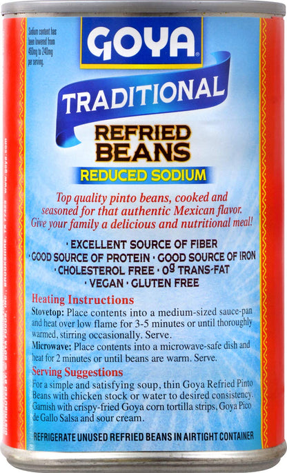 Goya Foods Refried Pinto Beans, Reduced Sodium, 16 Ounce (Pack of 12)