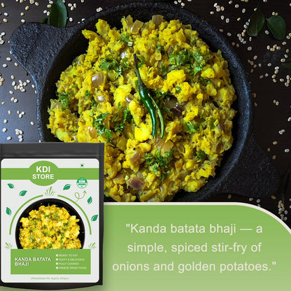 KDI Store Kanda Batata Bhaji, Ready to Eat Indian Spiced Potato Stir Fry, Freeze Dried Food, USDA Organic, 55g
