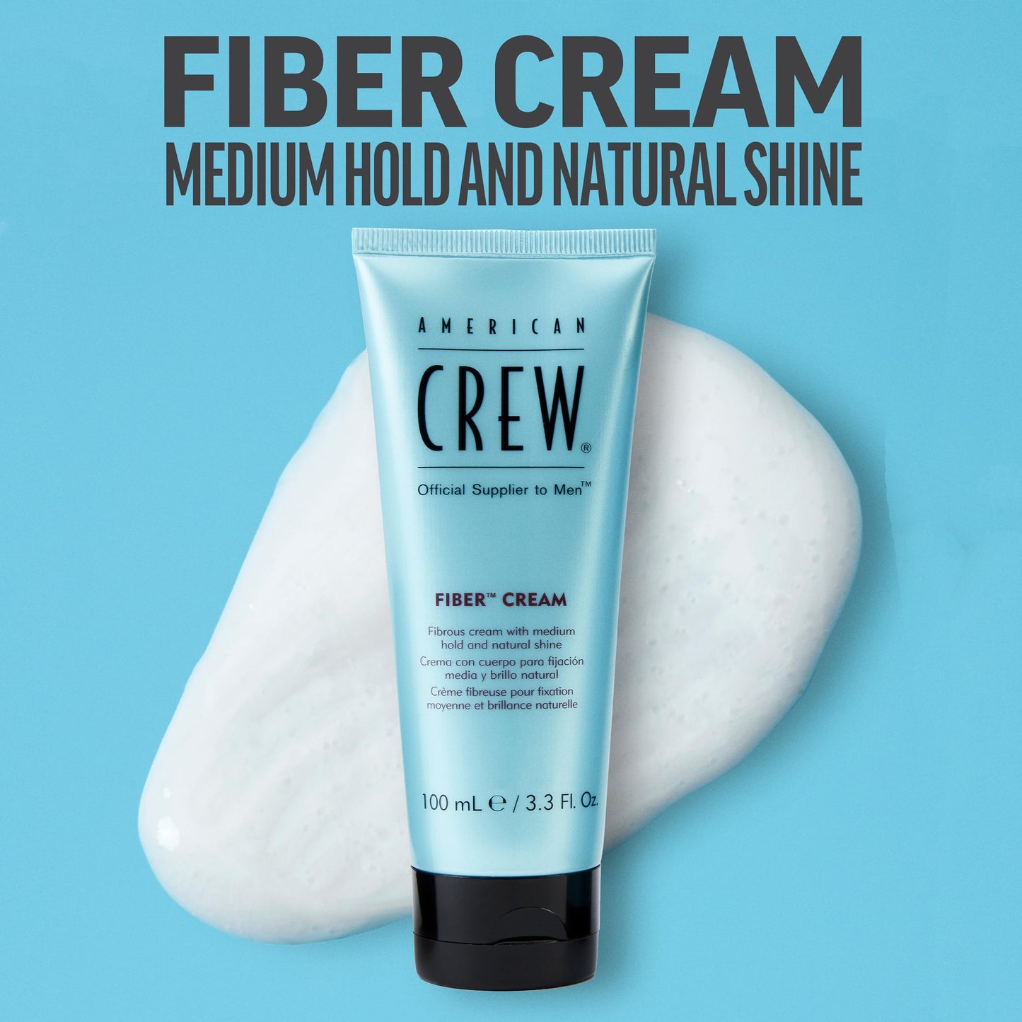 American Crew Men's Fiber Cream, Like Hair Gel with Medium Hold & Natural Shine, 3.3 Fl Oz