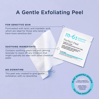 m-61 Perfect Peel | Gentle Exfoliating Facial Peel With Lactic, Mandelic, Salicylic Acid. For Sensitive Skin Or Lighter Daily Exfoliation. 1 Minute, 1 Step