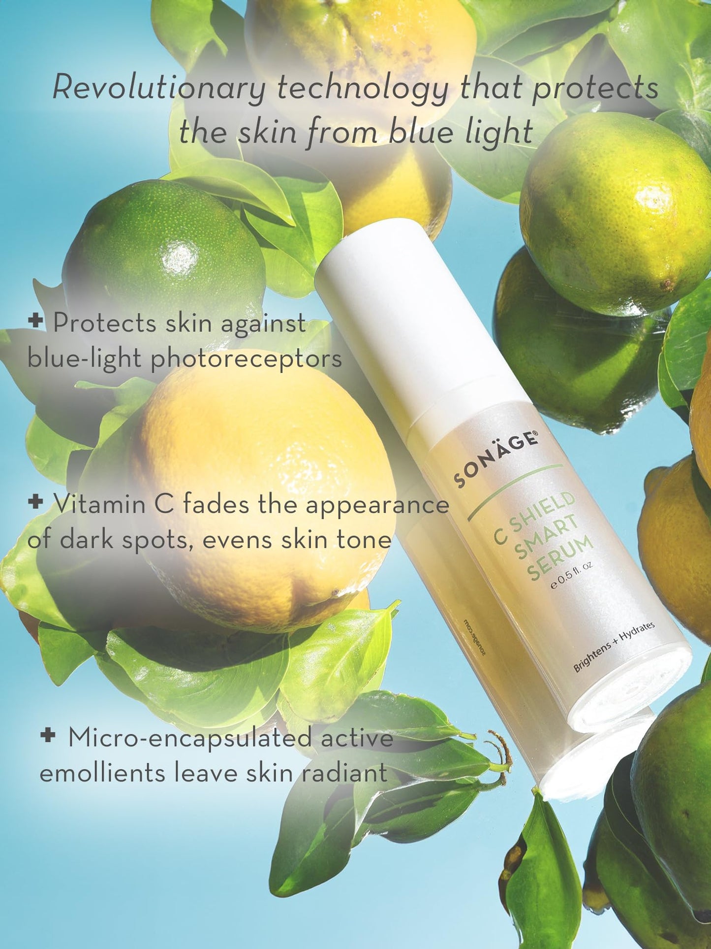 Sonage C Shield Smart Serum: Hyaluronic Acid & Vitamin C | Brightens, Shields from Blue Light, Fades Dark Spots