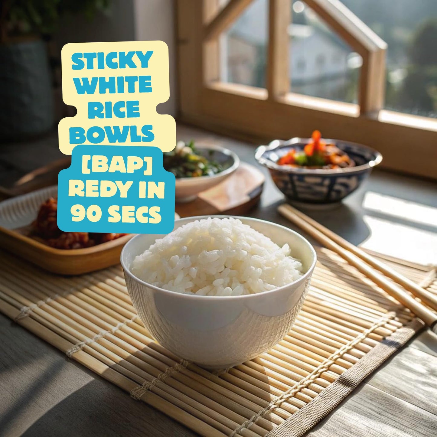 Premium Instant Rice | Sticky Sushi Rice | 0 Trans Fat/ 0 Cholesterol/ 0 Sodium | Ready in 90 Secs | Gluten-Free | Healthy Sticky White Rice Bowls (Bap) – | Long Shelf Life - O'Food