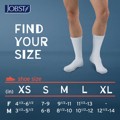 JOBST SensiFoot Diabetic Compression Socks for Men and Women 8-15 mmHg with Seamless Toe and Moisture Management - Extra Padding in Toe, Foot, and Heel Area - Crew Length - Closed Toe - White, Large