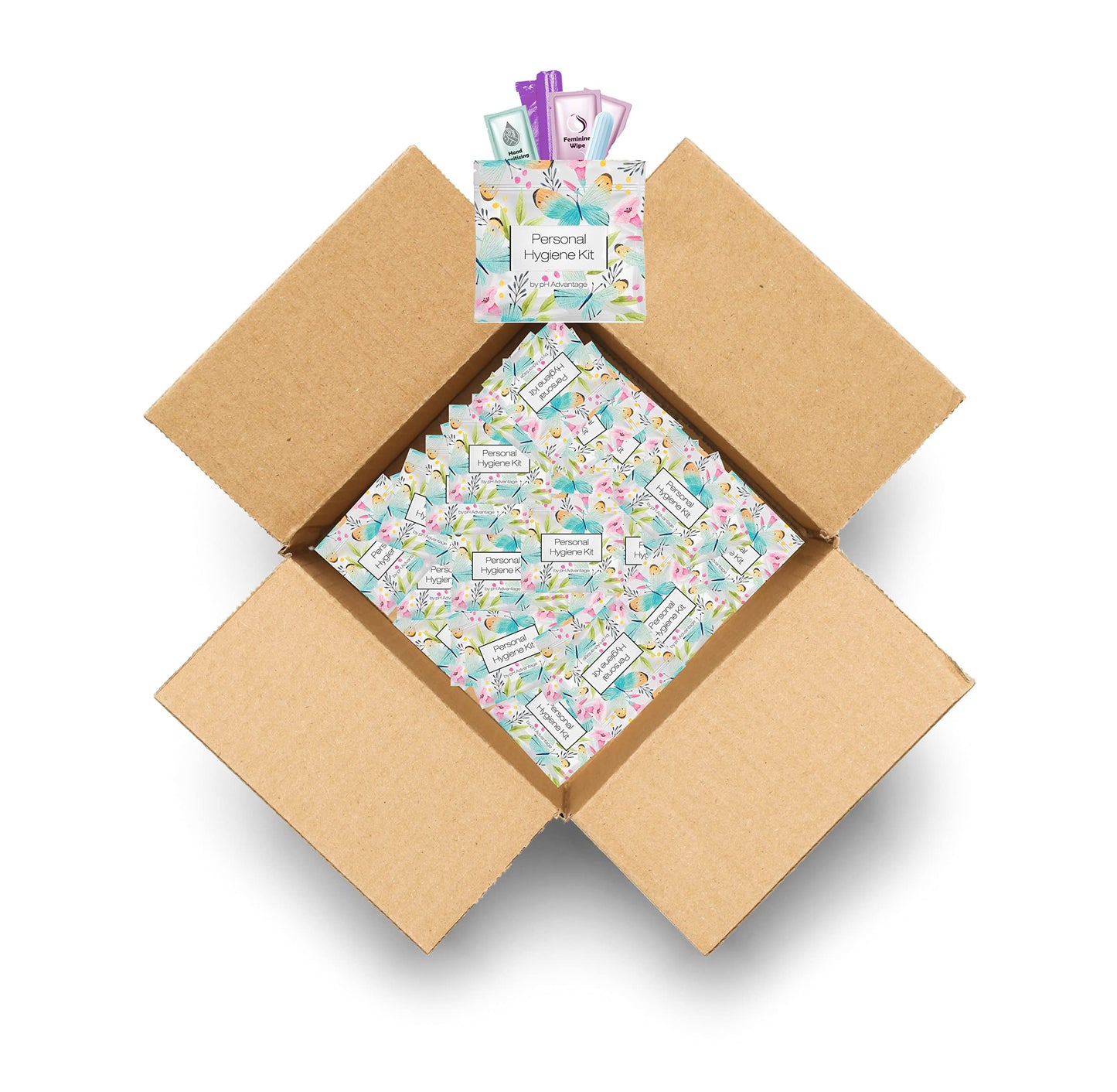Butterfly Style Menstrual Kit All-in-One 100 Pack | Convenience on The Go | Period Kit Pack for Travelling, Tweens & Teenagers or just When You’re Out | Individually Wrapped Feminine Hygiene Product