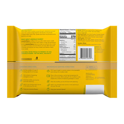 Lemonilo Ramen - Chick'n Curry Soup - Healthy Instant Ramen - Oven-Baked Noodles with Tumeric - Made with All-Natural Ingredients - Quick Meal Kit (2.57 Oz) - Pack of 6