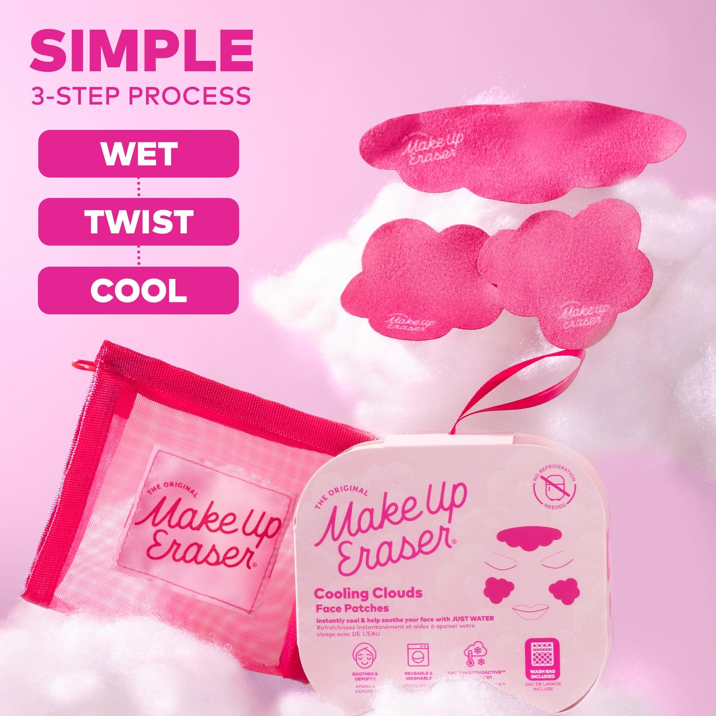 MakeUp Eraser Face Cooling Clouds – Reusable Facial Patches for reducing skin redness and irritation – Instant Cooling & Washable