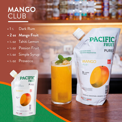 PACIFIC FRUIT - Real Mango puree for cocktails - Mango juice no sugar added – Pure mango – 100% REAL FRUIT!