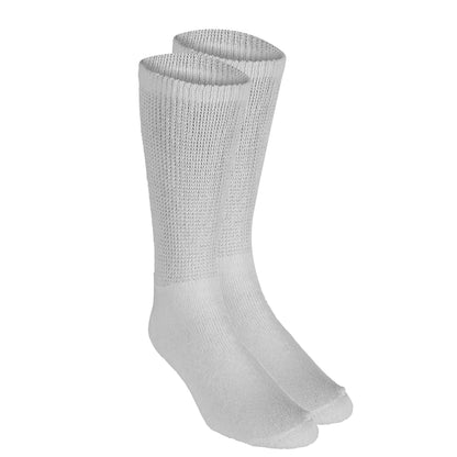 Truform Diabetic Socks for Men and Women, Medical Style Crew Length, Mid Calf Height, 3 Pairs, White, X-Large