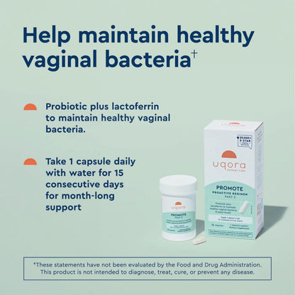 Uqora Promote & Flush Bundle - Vaginal Health* Probiotic with Lactoferrin & Lactobacillus + Urinary Tract* Drink with D-Mannose, Vitamin C, B6, Minerals - Gluten-Free & Vegan