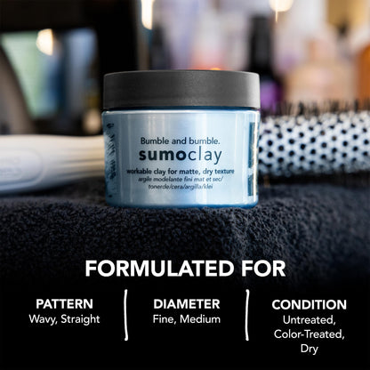 Bumble and bumble. Sumoclay Matte Texture Clay | Workable Texture, Moldable Hold + Matte Finish | With Kaolin Clay | For Short Fine to Medium Wavy, Straight Hair, 1.5 Ounce