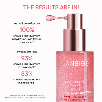 LANEIGE Bouncy & Firm Serum: Korean Slow Aging Collagen Serum with Peptides for Plumping, Firming, & Hydrating