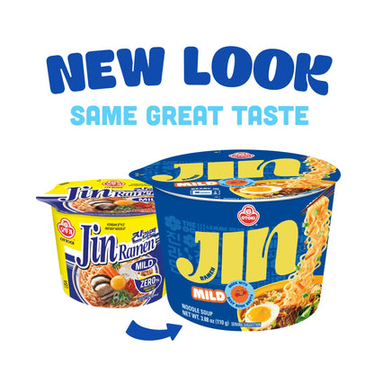 OTOKI Jin Ramen Mild Bowl – Authentic Korean Instant Noodles with 13-Hour Simmered Beef Bone Broth, Smooth & Savory Flavor, Microwave or Add Hot Water, Ready in 5 Minutes, 3.88 oz (Pack of 6)