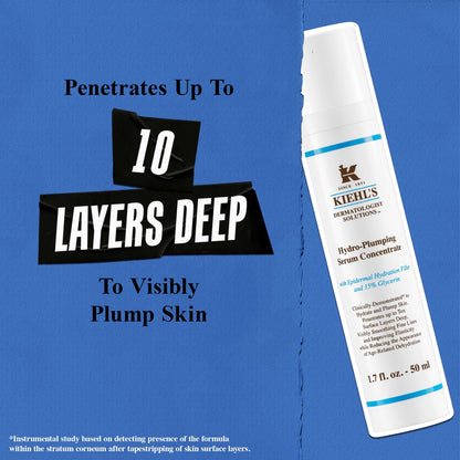 Kiehl's Hydro-Plumping Hydrating Serum, Plumps Skin, Improves Elasticity, Reduces Appearance of Dry Skin, Ophthalmologist and Dermatologist Tested, Fragrance-Free