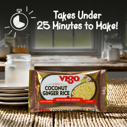 Vigo Authentic Coconut Ginger Rice, Imported Jasmine (Coconut Ginger, 8 Ounce (Pack of 12))