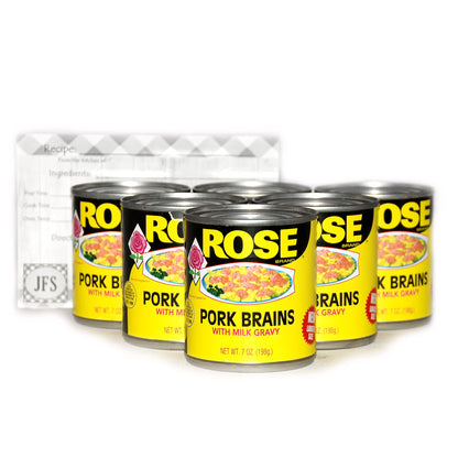 Rose Pork Brains, 7 oz. (189g) Pack of 6 Bundled with a JFS Recipe Card