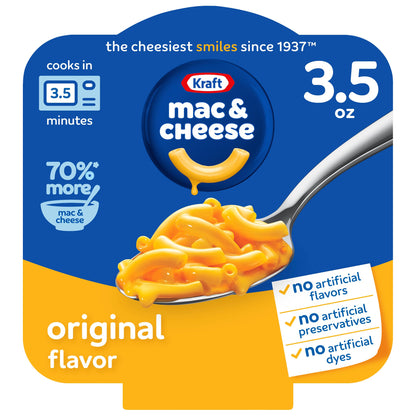 Kraft Mac & Cheese, 1 Big Bowl, for Easy Dinner or Dinner Sides, Original Flavor, No Artificial Flavors, Preservatives or Dyes, 3.5 oz