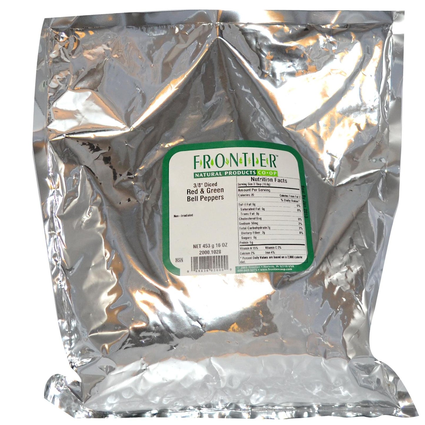 Frontier Co-op Bell Peppers, Red and Green, 3/8" Diced, Kosher | 1 lb. Bulk Bag | Capsicum annuum