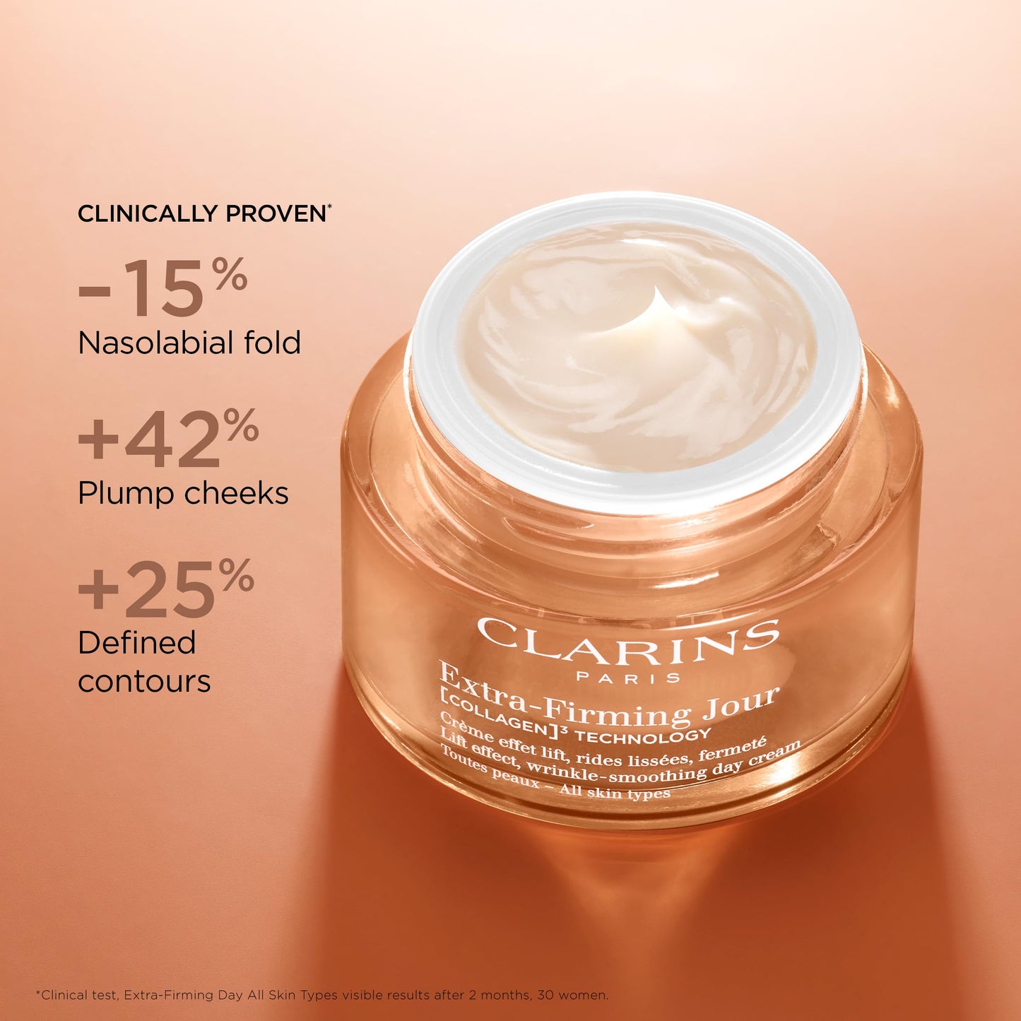 Clarins NEW Extra-Firming Day Moisturizer | Firming Anti Aging Face Cream | Contains Collagen Polypeptide & Niacinamide | Refillable | All Skin Types | 1.7 Ounces
