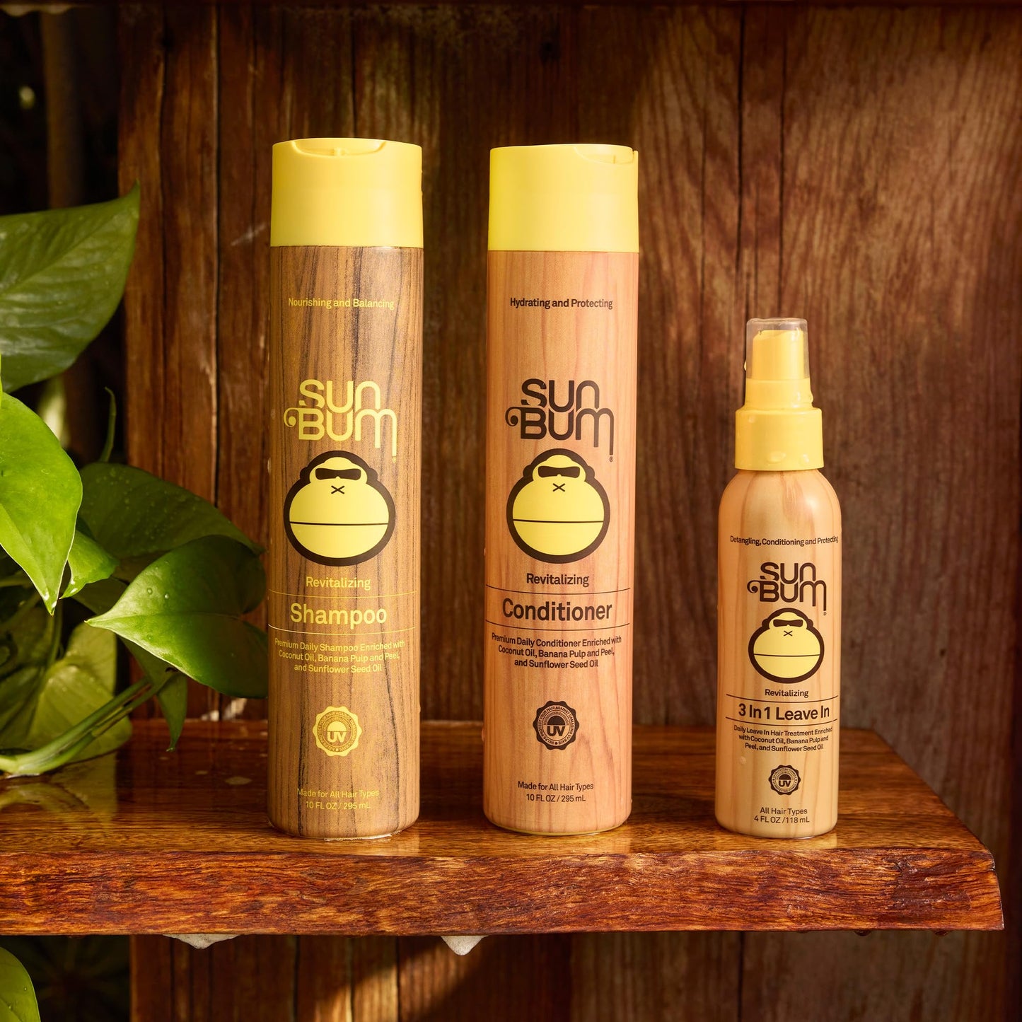 Sun Bum Revitalizing 3 in 1 Leave In Conditioner - Anti Frizz Detangler - Color Friendly with UV Protection - Enriched with Coconut Oil and Banana - 4 oz | Revitalizing, 3 in 1, Leave In Conditioner, Banana