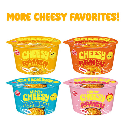 Cheesy Ramen (Bowl) – Cheddar Flavor | Non-Spicy, Creamy & Savory Korean Instant Bowl Noodles, 3.17 oz (Pack of 6)
