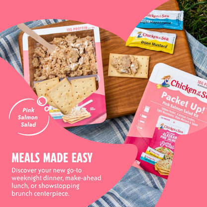Chicken of the Sea Packet Up! Alaskan Pink Salmon Salad Kit, 4.1 oz. Packets, 12-Count – High Protein Snack – Make Salmon Salad for Easy, Nutritious Ready to Eat Meals