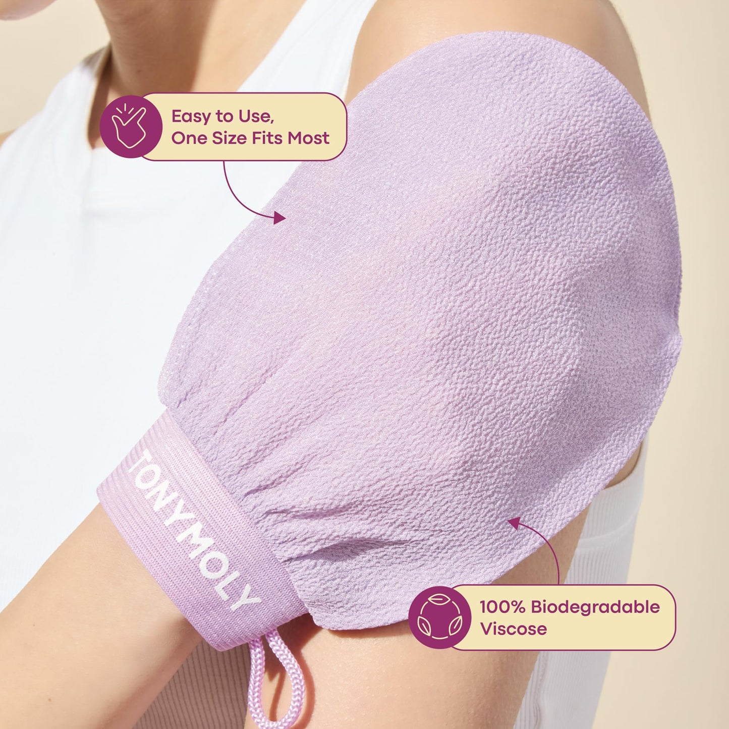 Plum Bum K-Spa Exfoliating Glove – Korean Spa-Inspired Body Scrub Mitt for Deep Exfoliation, Smooth Skin & Glow, Reusable Biodegradable Viscose, 2 Pack