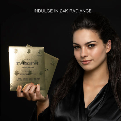 STARSKIN VIP The Gold Mask Giftset - High-end Gift - Complete Collection - Includes Hand, Foot, and Face Masks Headband