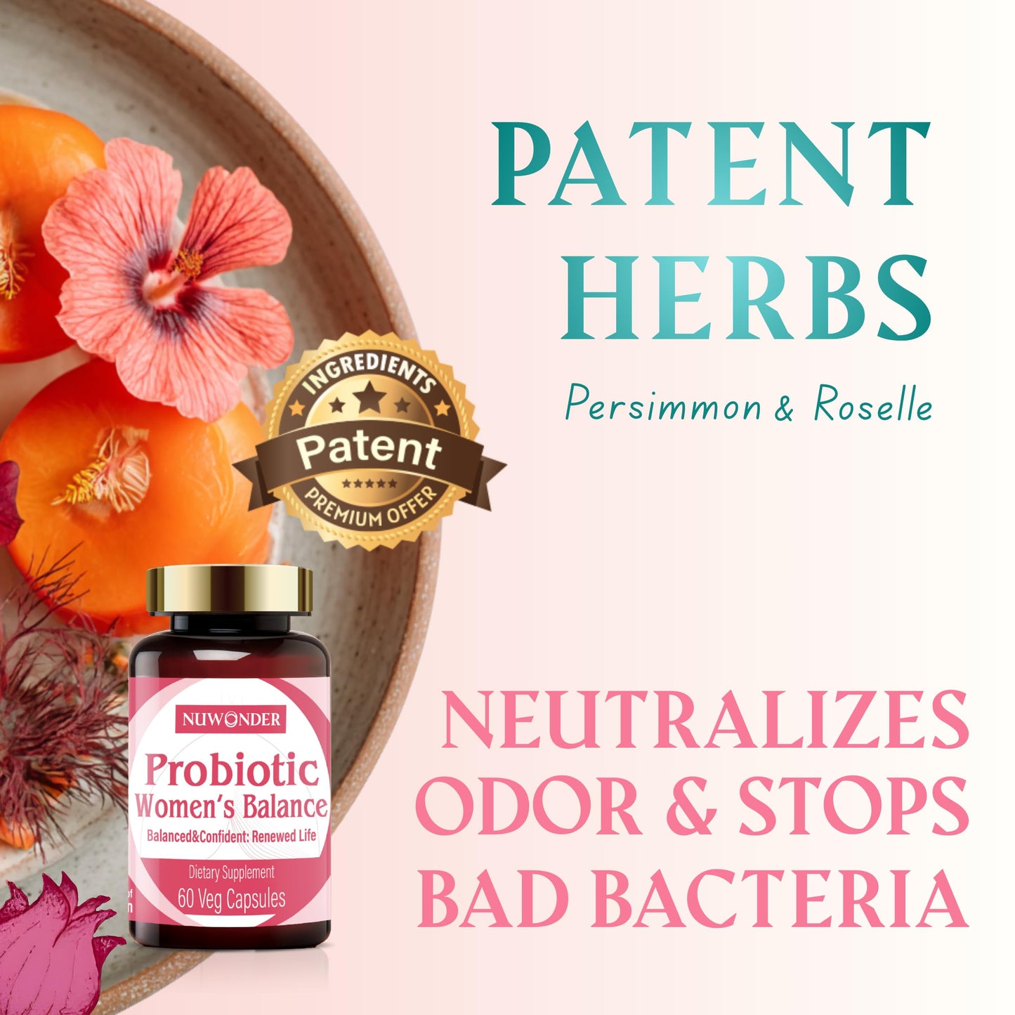 Prebiotics and Probiotics for Women – Vaginal Probiotics Blend, Natural Prebiotics, Herbal Support, Promote Feminine Health & Intimate Balance, Eliminate Vaginal Odors & pH Balance, 60 Capsules.