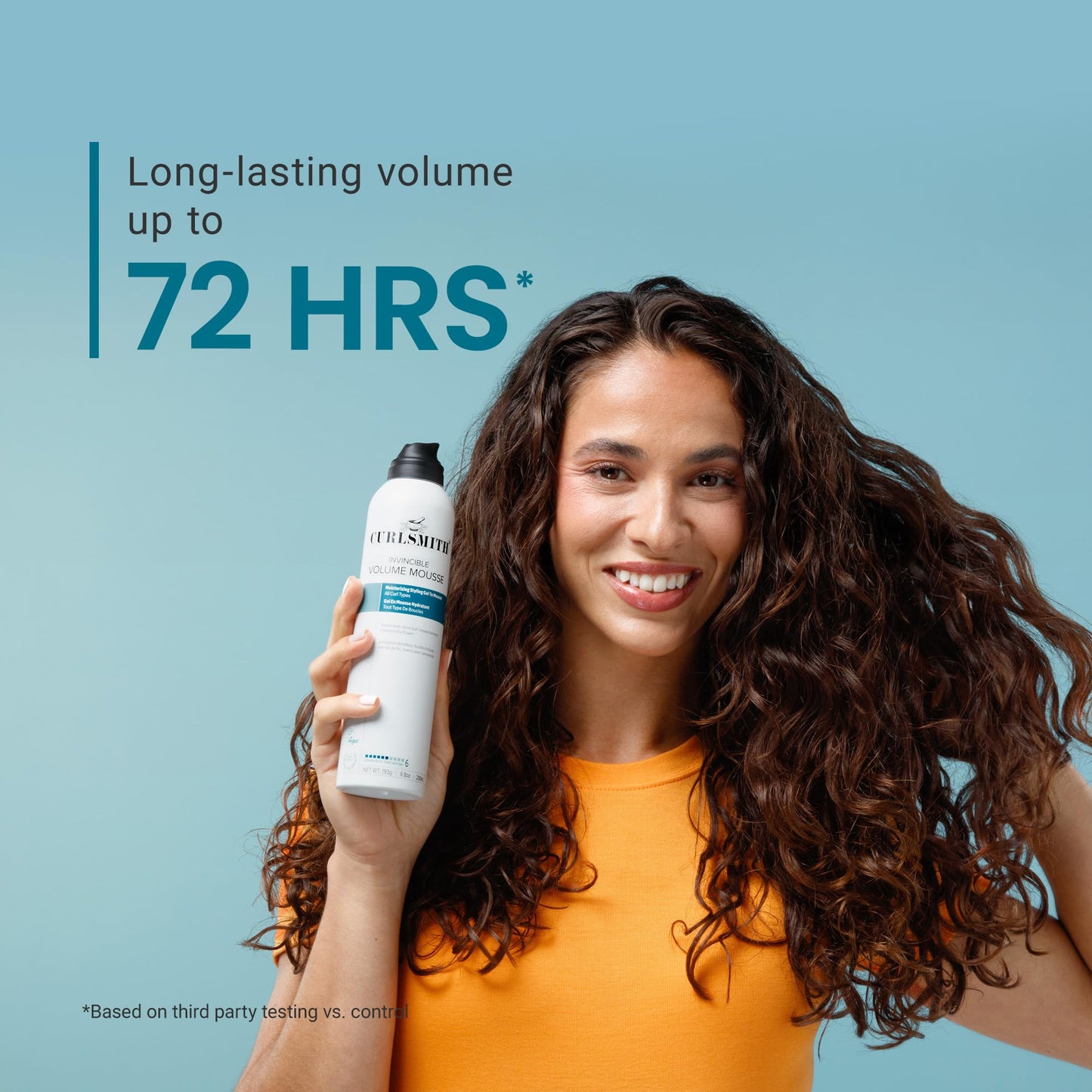 CURLSMITH - Invincible Volume Hair Mousse, Instant Volume, Alcohol Free, Non-Sticky, for Wavy, Curly or Coily Hair, Vegan (200ml/6.8fl oz)
