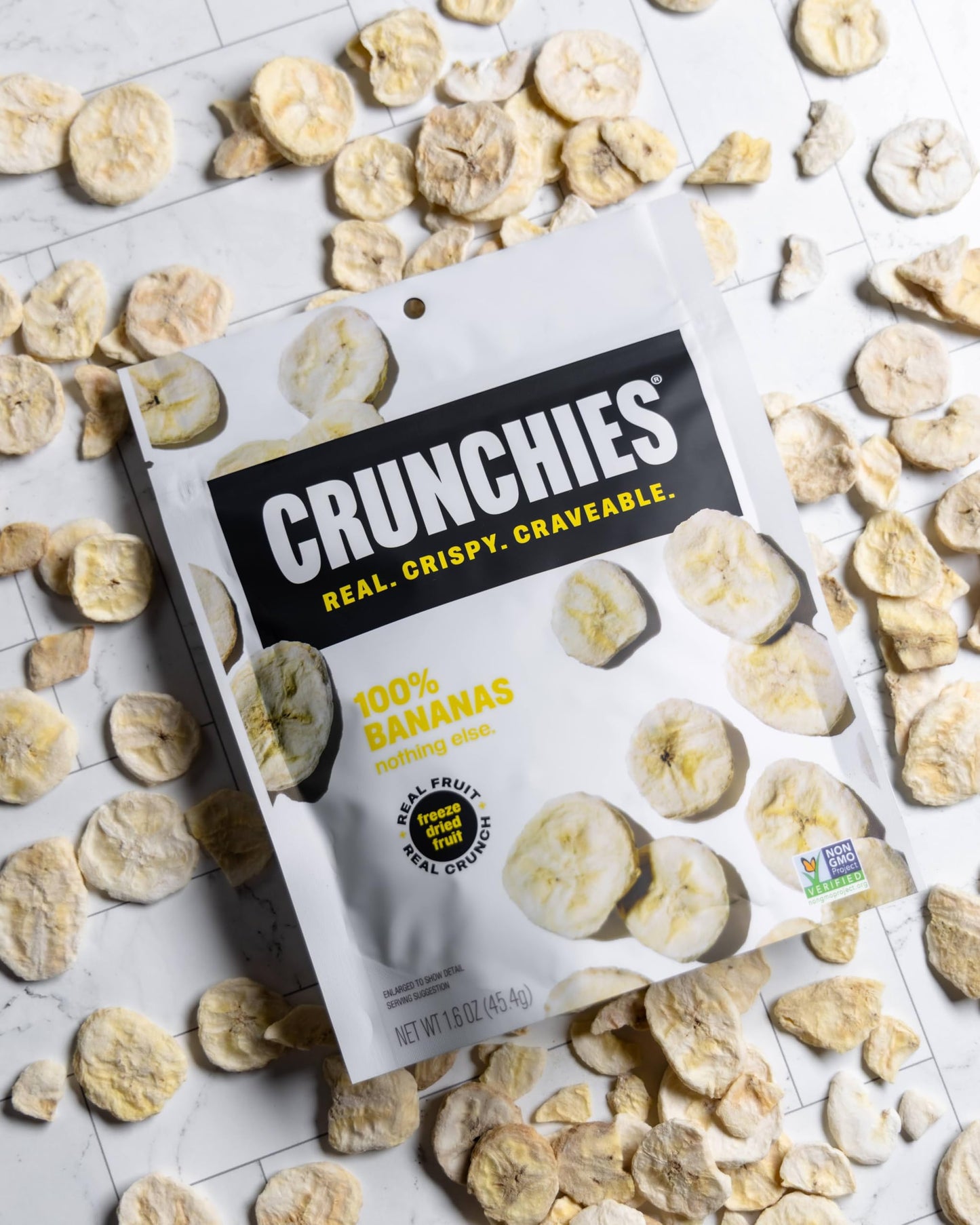 Crunchies Freeze-Dried Fruits, 100% All Natural Crispy Fruit, Non GMO and Kosher, Resealable Freeze Dried Fruit Snack Packs, Pack of 6 (Banana)
