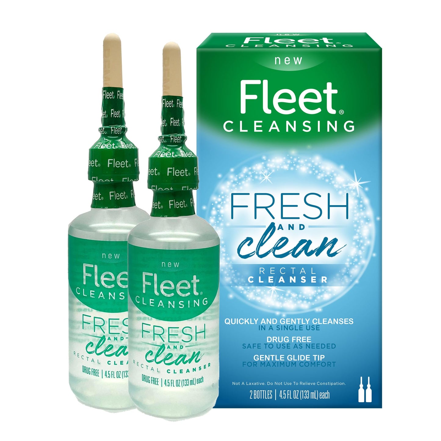 Fleet Fresh and Clean Saline Rectal Cleanser, Saline Solution Anal Douche, 2 Douche Bottles, 4.5 Fl Oz