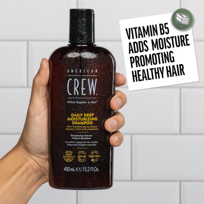 American Crew Shampoo for Men, Daily Deep Moisturizer, Naturally Derived, Vegan Formula, Citrus Mint Fragrance, 3.3 Fl Oz